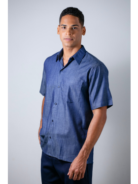 Camisa Social Jeans Manga curta