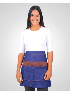 Avental Jeans Saieta Com Detalhe Marrom