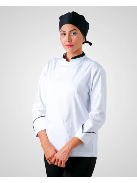 Dólmã 7/8 unissex brim Branco com Friso Preto