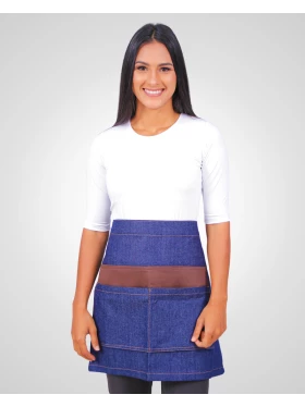 Avental Jeans Saieta Com Detalhe Marrom